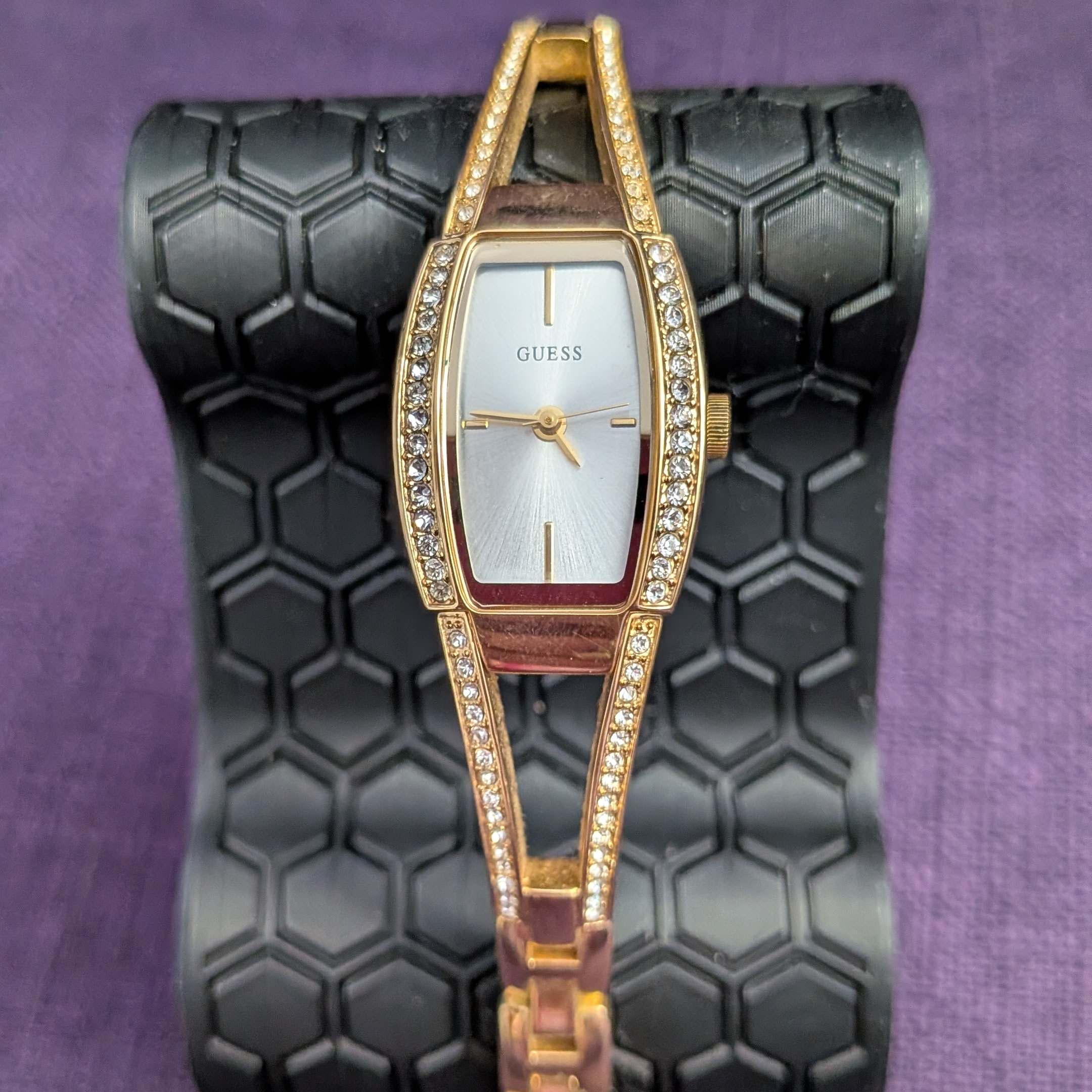 Guess Womens Gold And Silver Watch With Crystal Accents